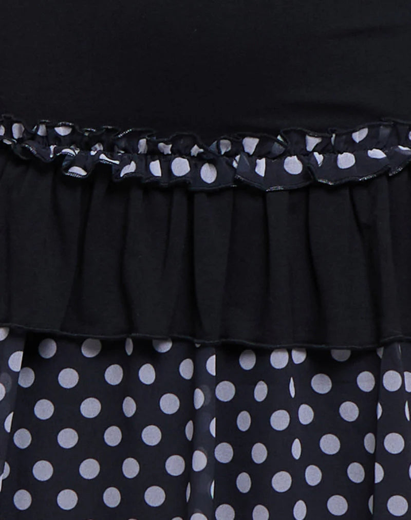 Navya Wrap Mini Dress in Basic Polka Black