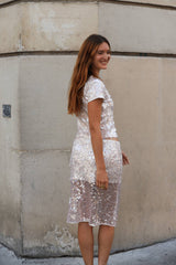 Midi Skirt | Pink Sequin