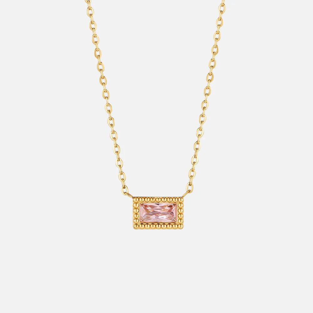 Vioraia Baguette Birthstone Necklace