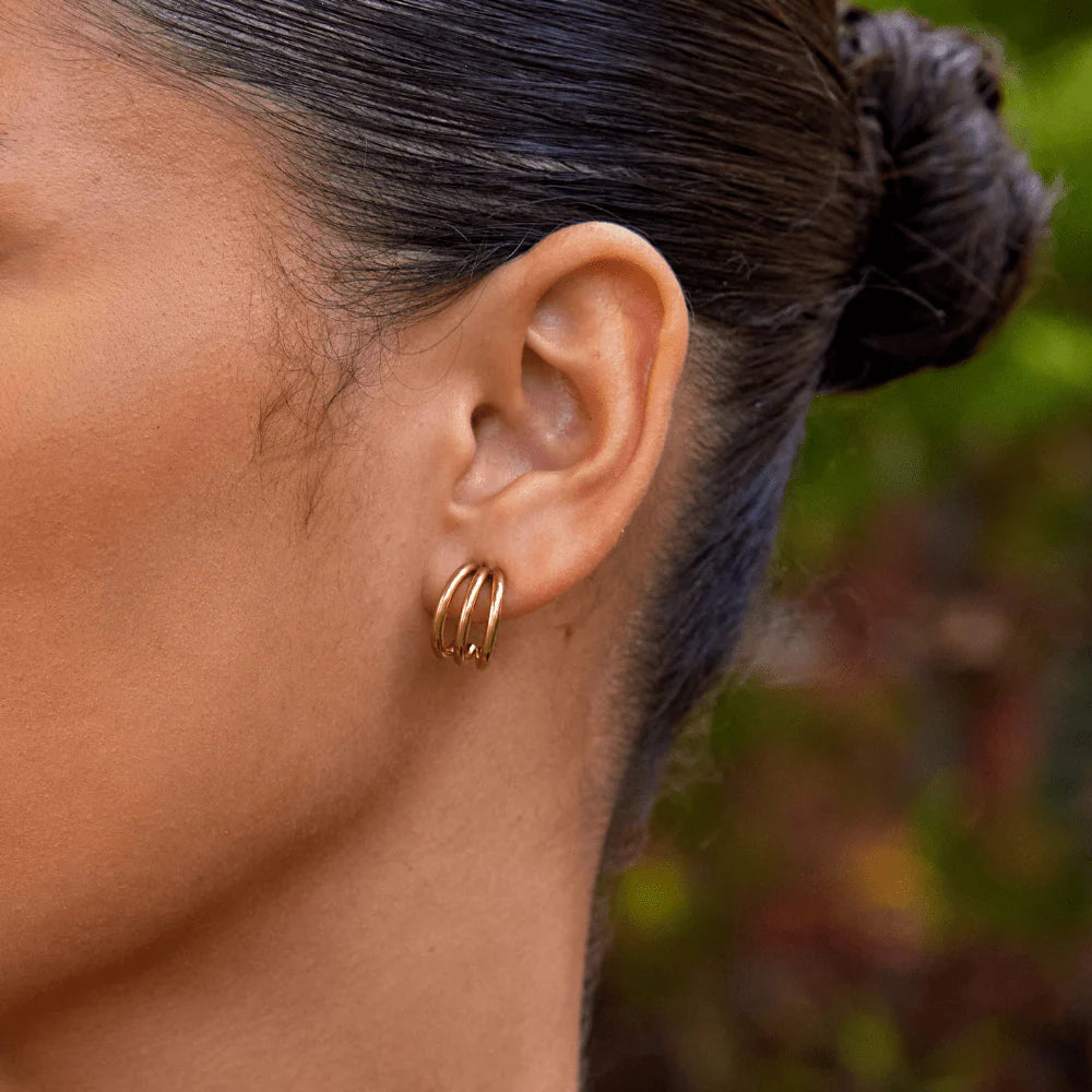 Vioraia Anaya Triple Gold Hoop Earrings