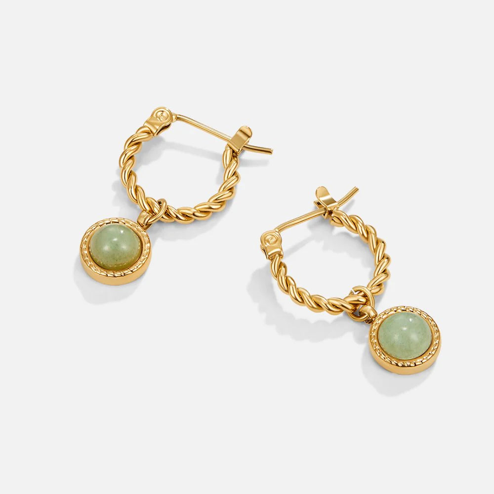 Vioraia Aventurine Twisted Hoop Earrings