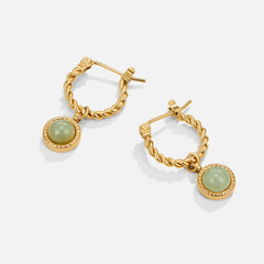 Vioraia Aventurine Twisted Hoop Earrings