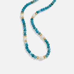 Vioraia Turquoise Blue & Pearl Bead Necklace