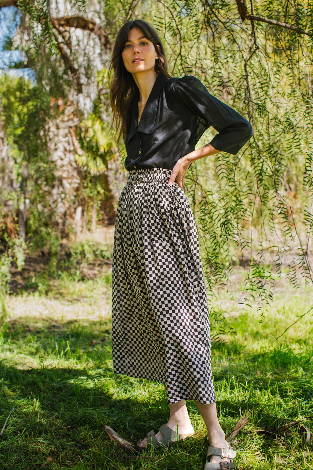 Block Printed Black Skirt