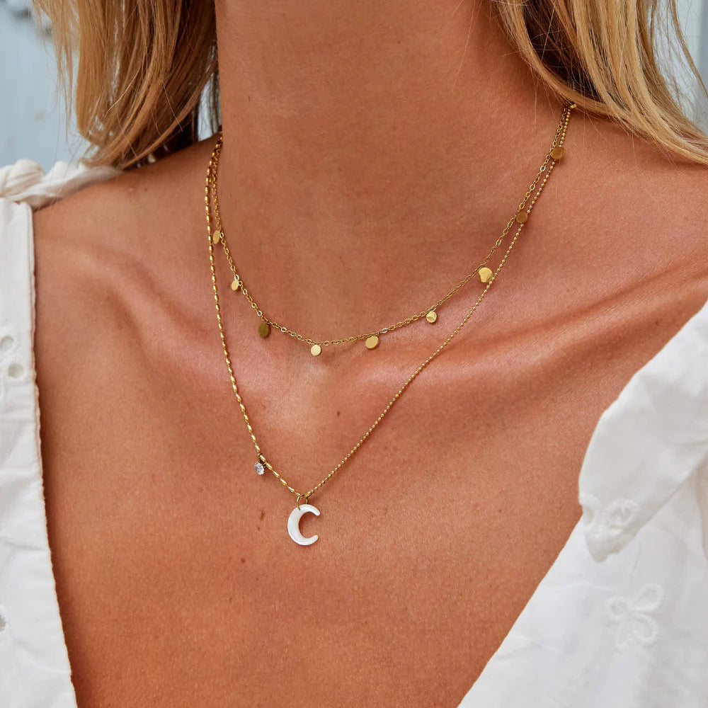 Vioraia White Crescent Moon Necklace