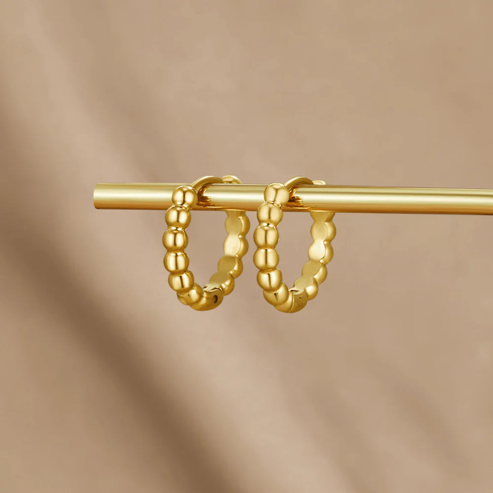 Vioraia Leona Gold Bead Hoop Earrings