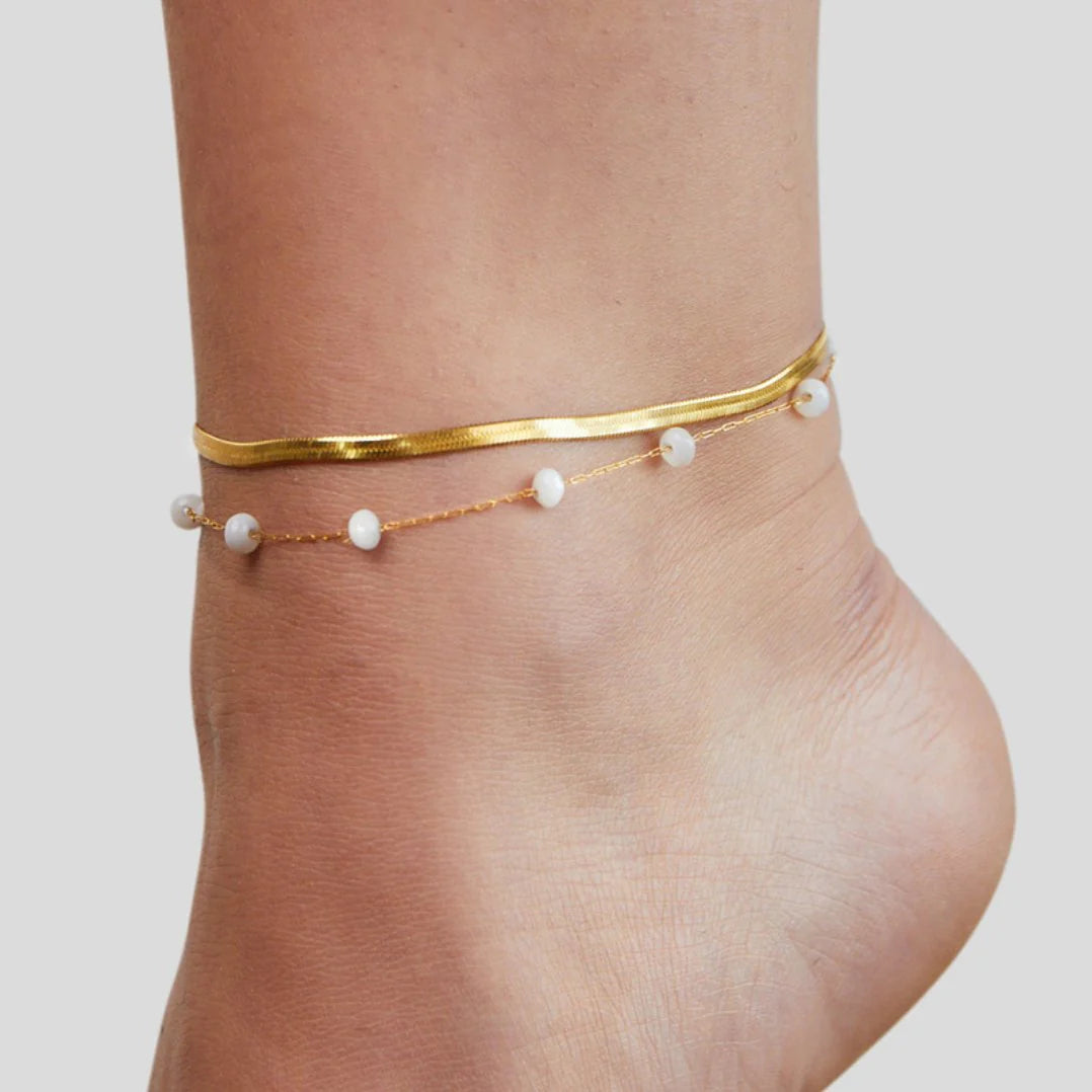 Vioraia Layered Snake Chain Gold Anklet