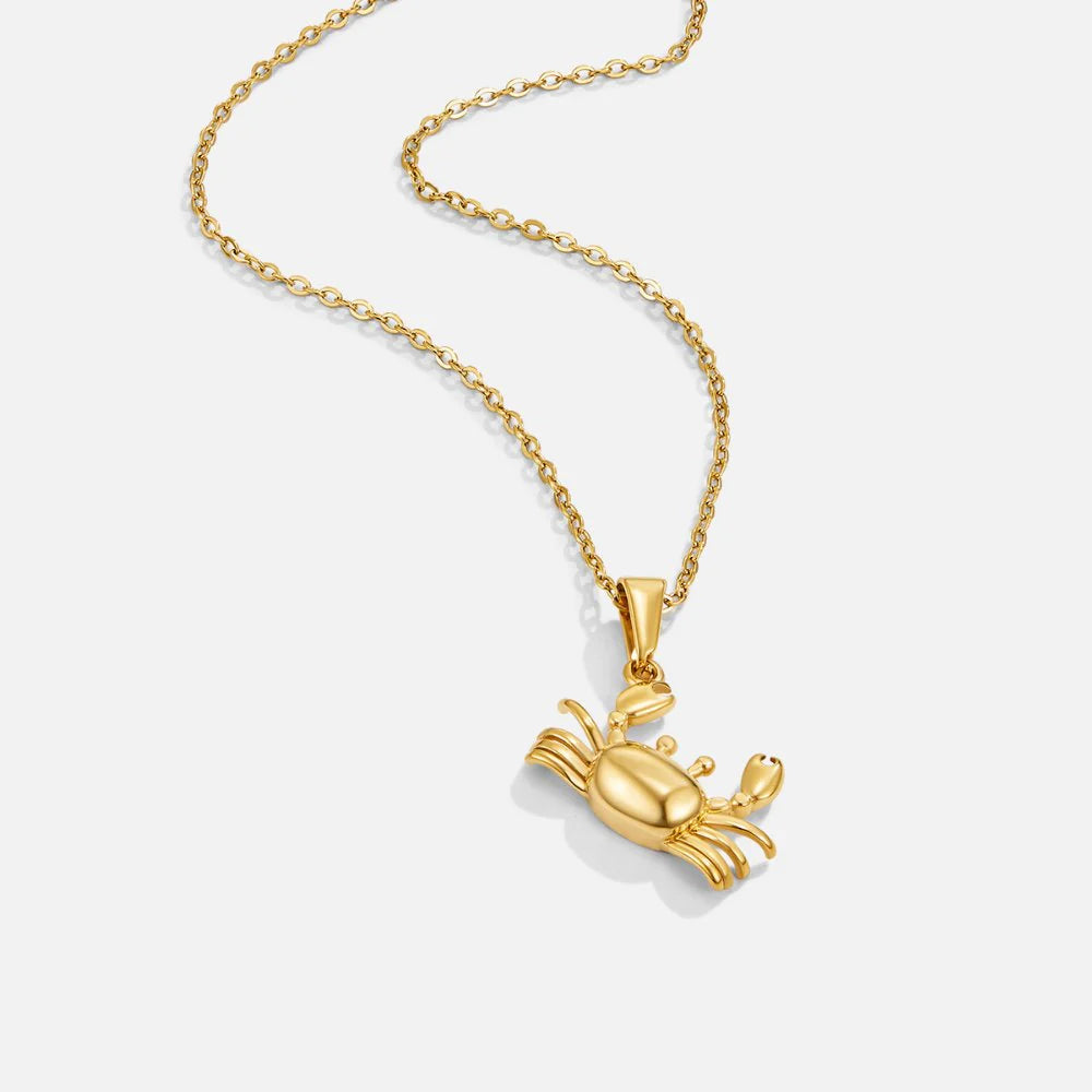 Vioraia Golden Crab Pendant Necklace