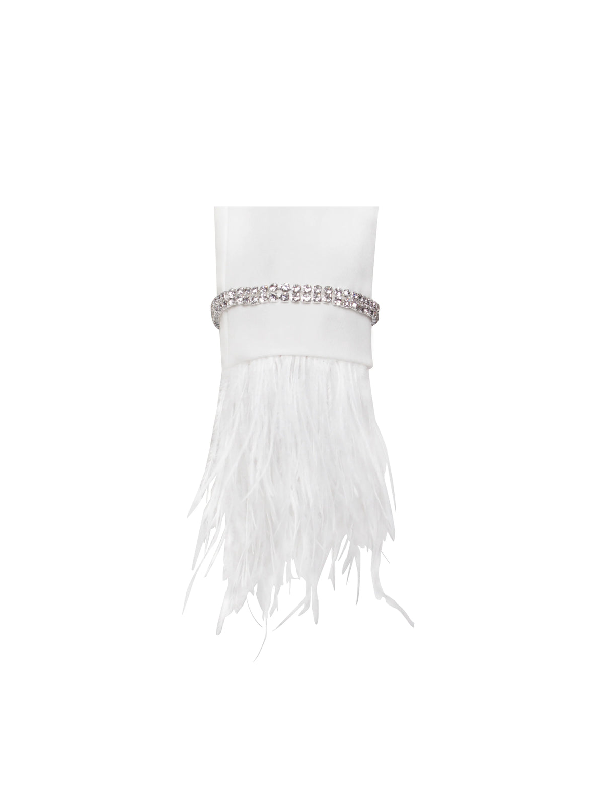 Quilla White Feather Crystal Sleeve Backless Blazer Dress