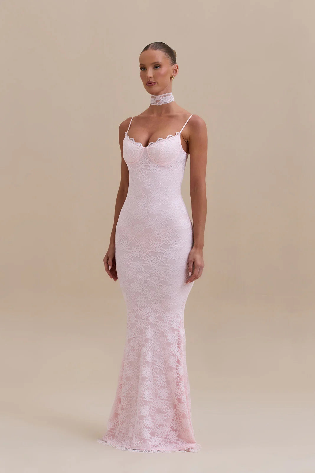 LEAH LACE MAXI DRESS | BABY PINK