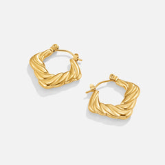 Vioraia Twisted Gold Square Hoop Earrings