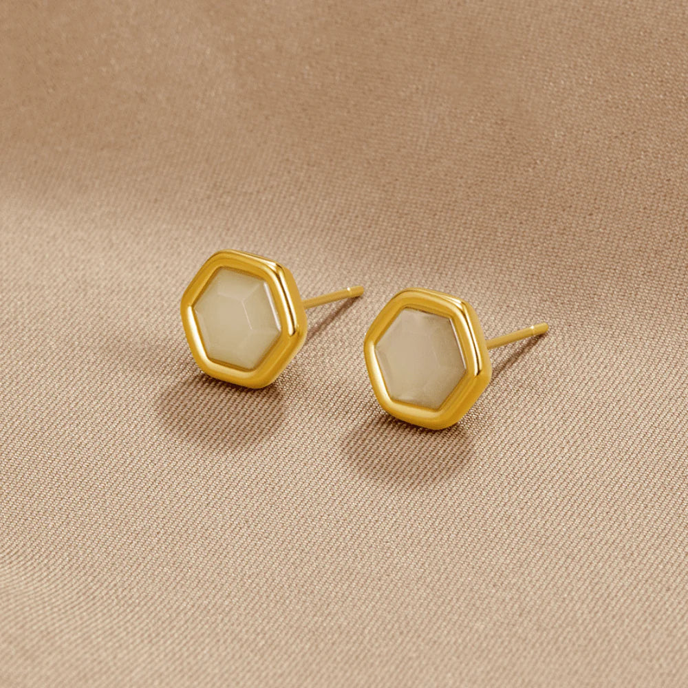 Vioraia Eva Moonstone Stud Earrings