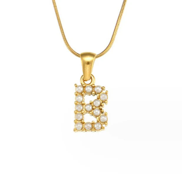 Vioraia Letter Pearl Charm Necklace