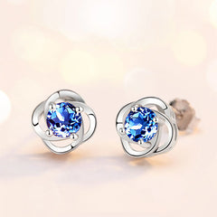 Vioraia Sparkling Flower Stud Earrings