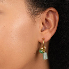 Vioraia Green Aventurine Hoop Earrings