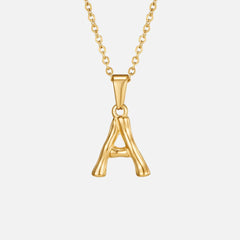 Vioraia Golden Bamboo Letter Pendant Necklace