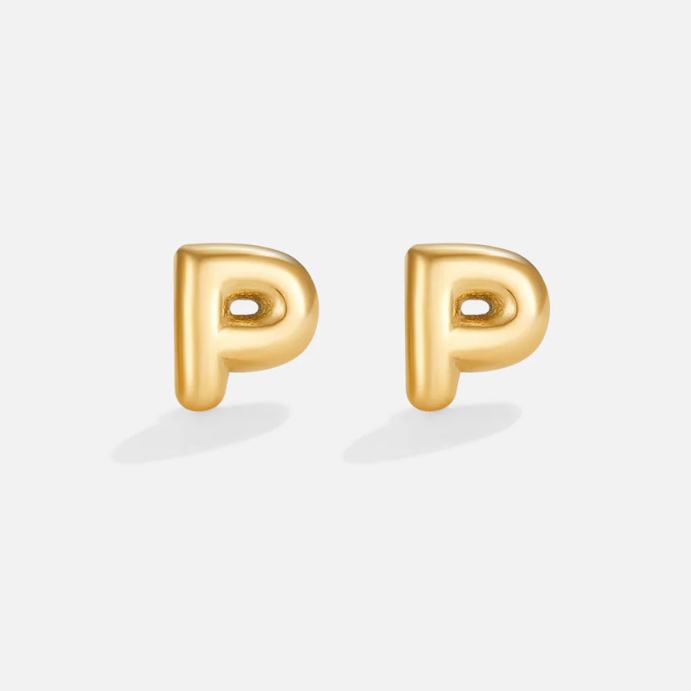 Vioraia Gold Bubble Letter Earrings