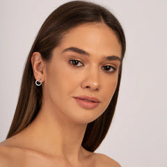 Vioraia Sparkling Open Circle Stud Earrings