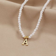 Vioraia Letter Pearl Necklace