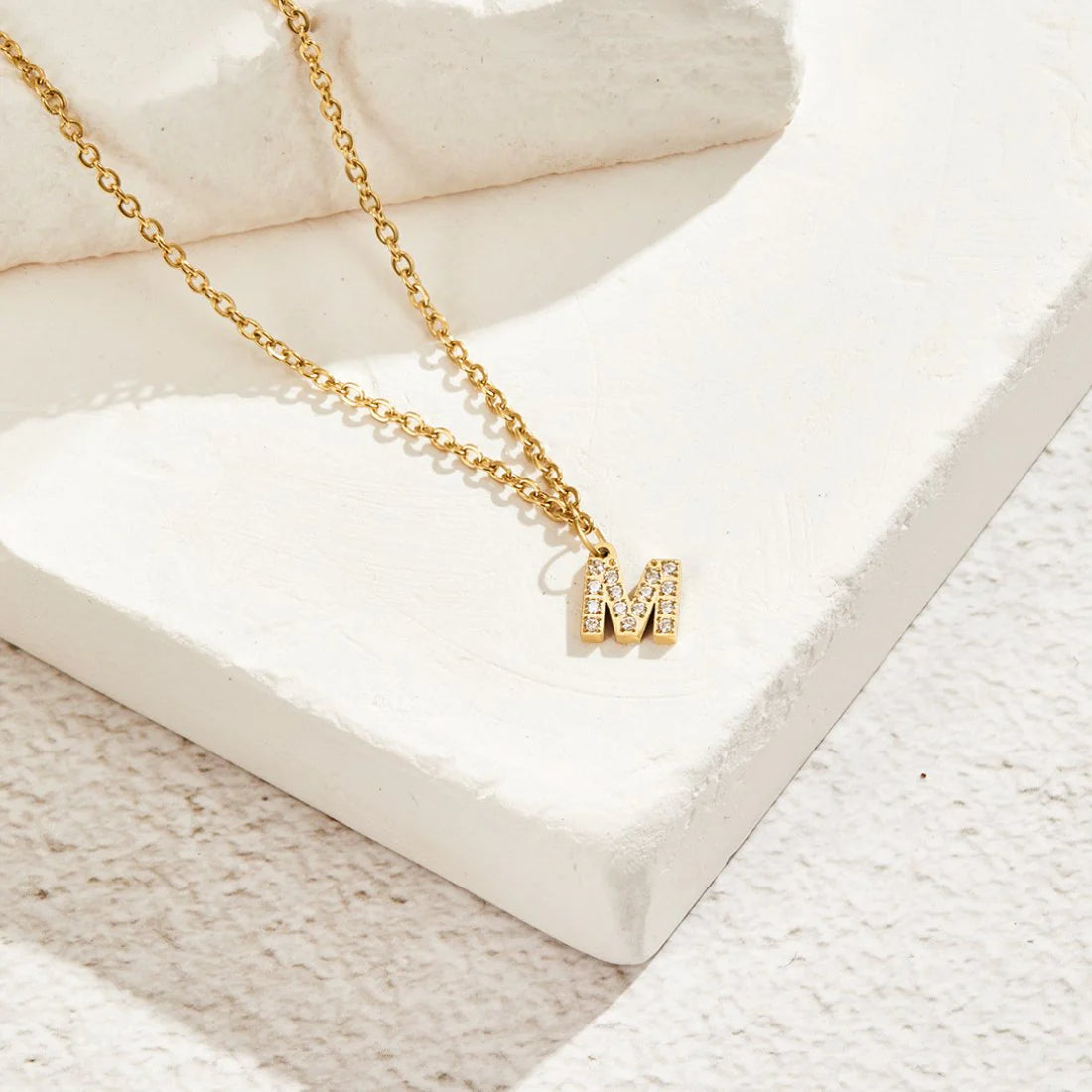 Vioraia Crystal Letter Charm Necklace
