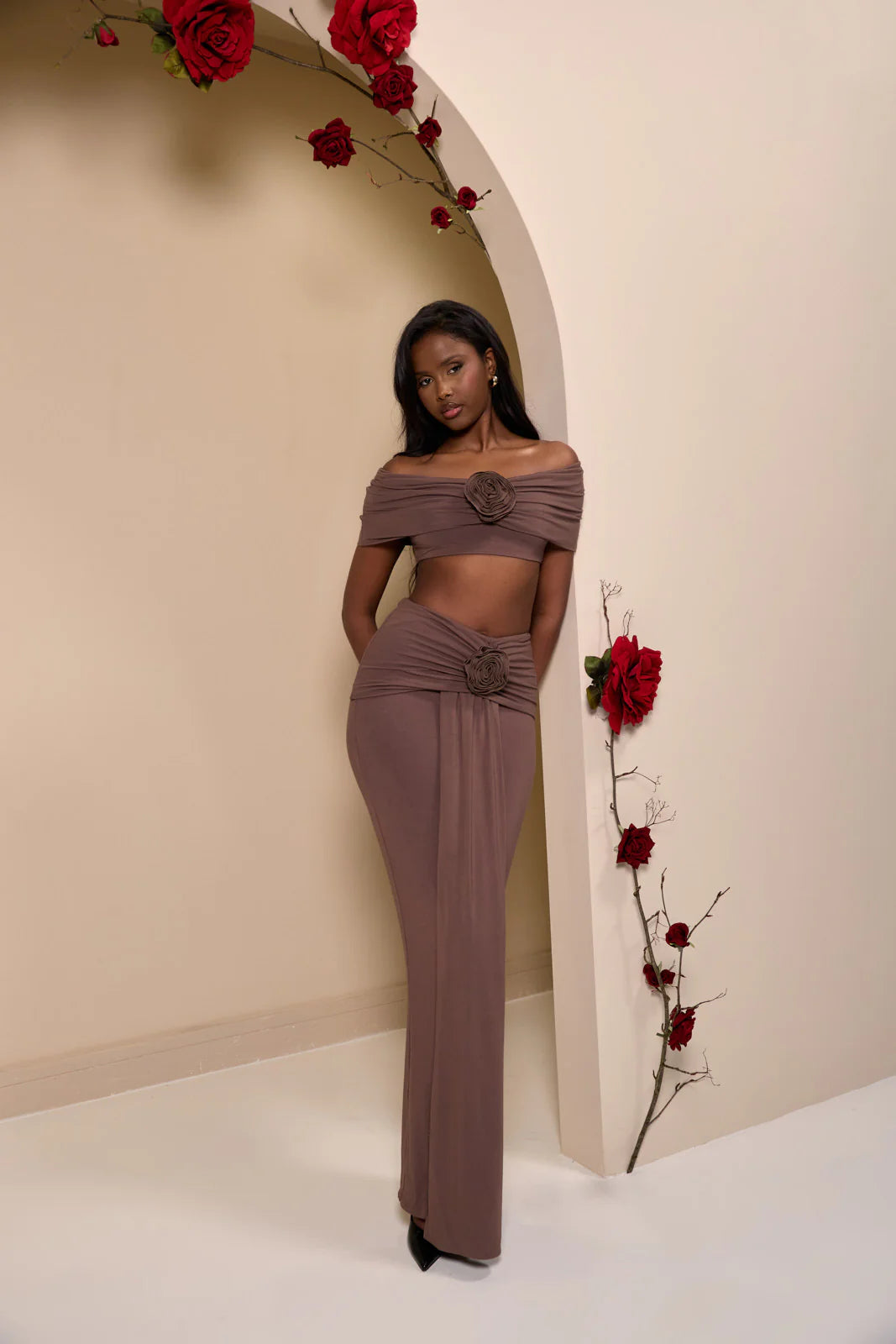 BELLE BARDOT CROP TOP | CHOC - SALE