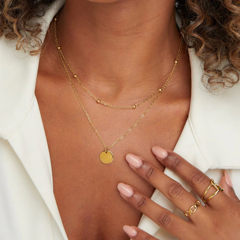 Vioraia Layered Disc Necklace