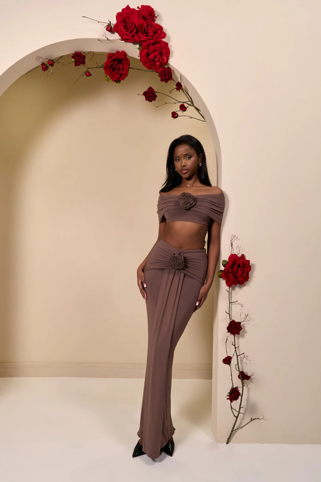 BELLE BARDOT CROP TOP | CHOC - SALE
