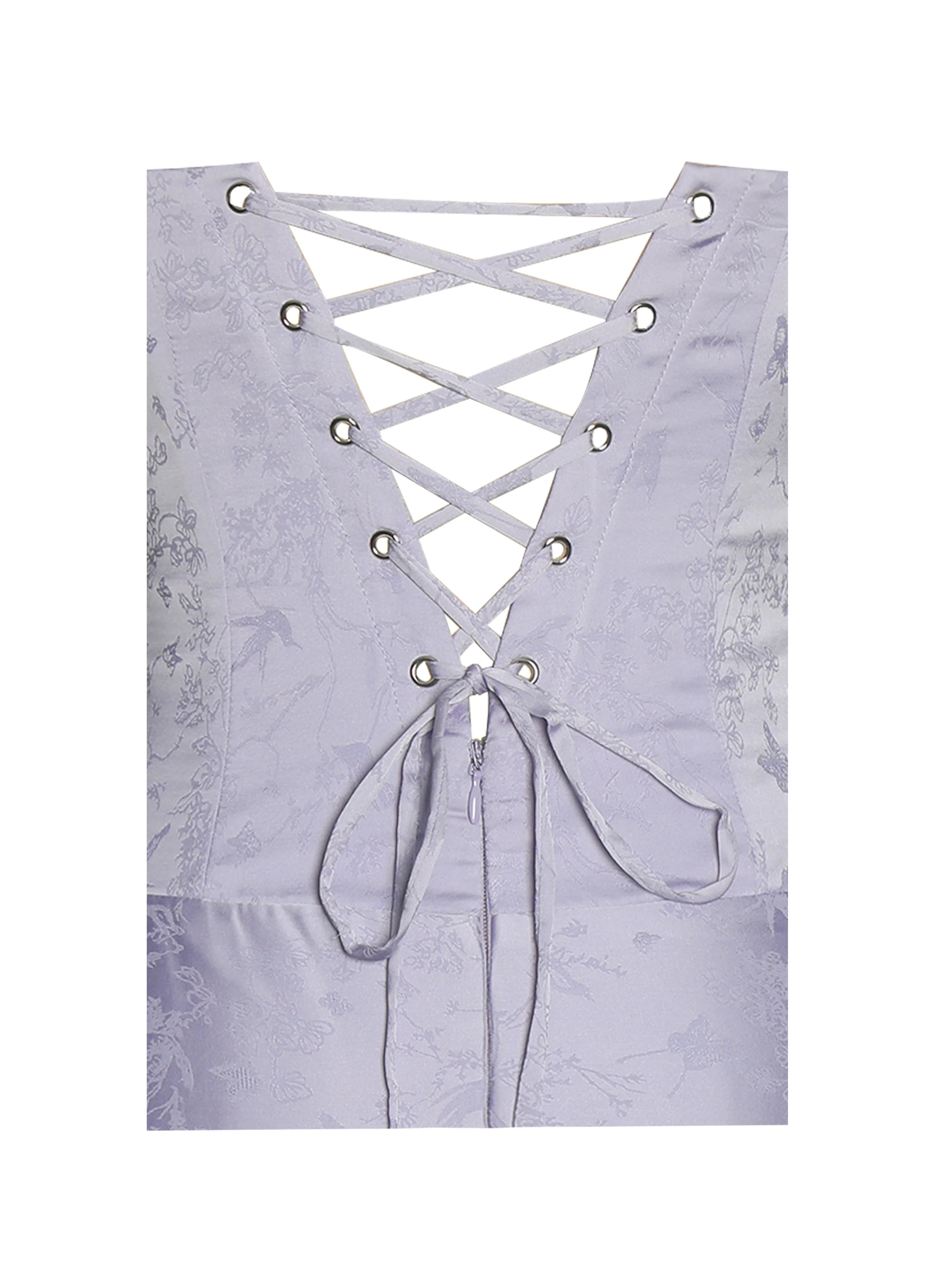 Raegan Taro Purple Jacquard Rouched Maxi Dress