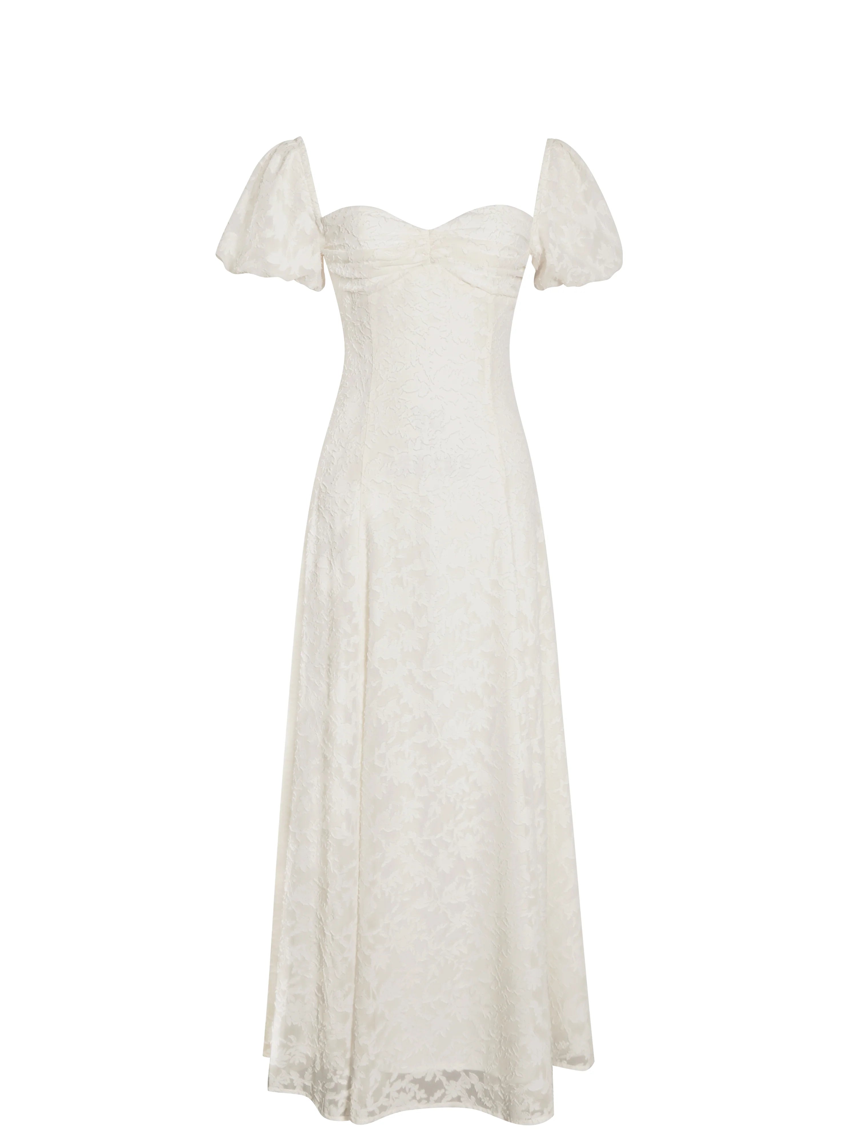 Pandora White Bubble Sleeve Backless Maxi Dress