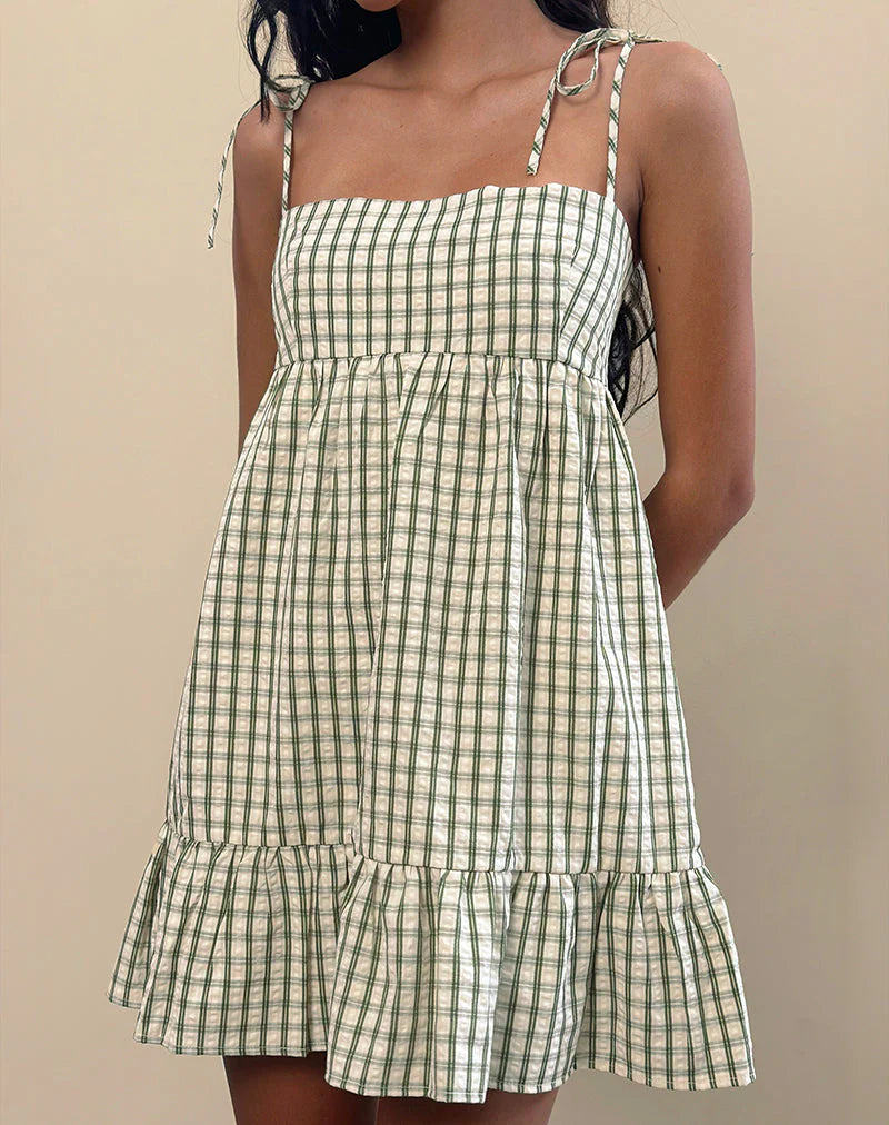 Nikita Mini Dress in Green Check
