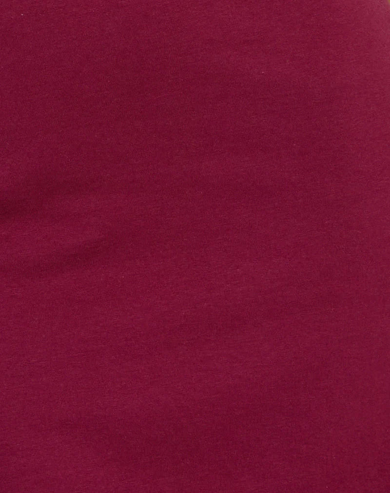 Hepzhi Mini Dress in Burgundy With Floral Embroidery