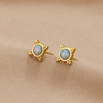 Vioraia Vintage Blue Opal Stud Earrings