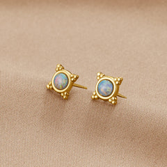Vioraia Vintage Blue Opal Stud Earrings