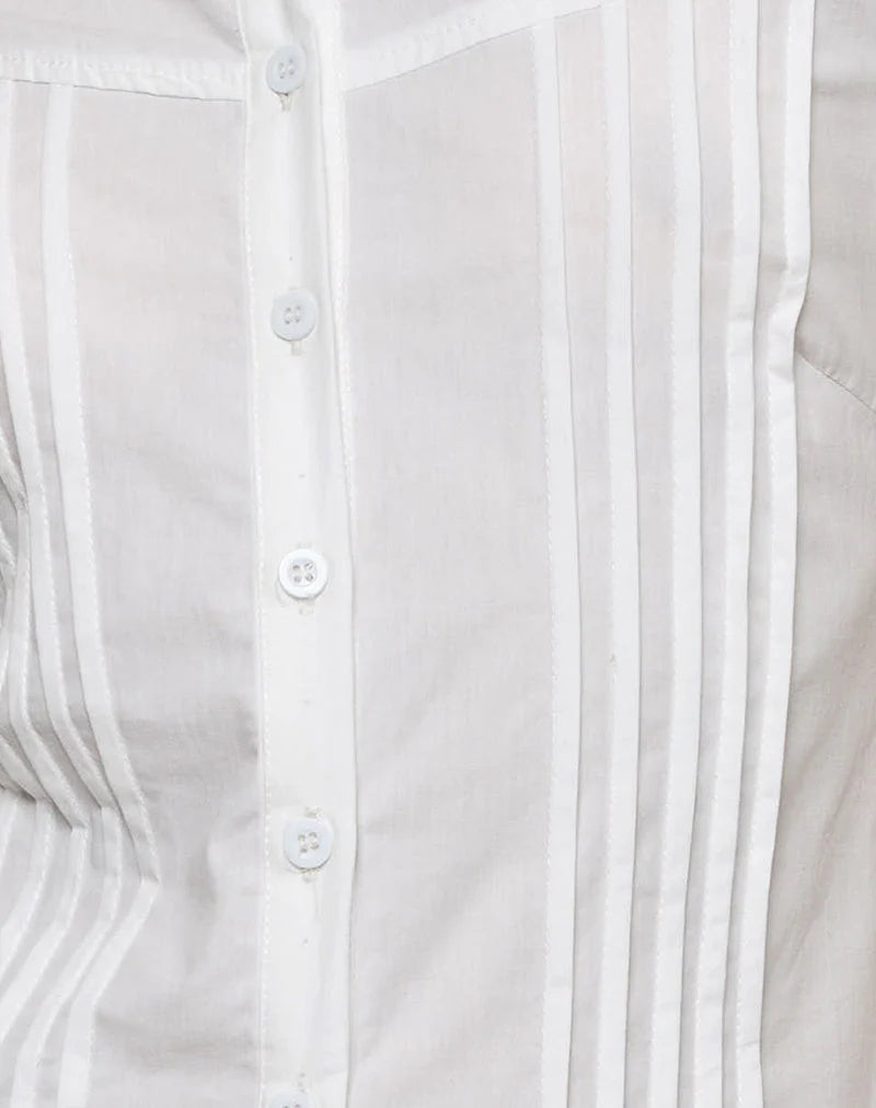 Wilsey Mini Shirt Dress in Poplin White