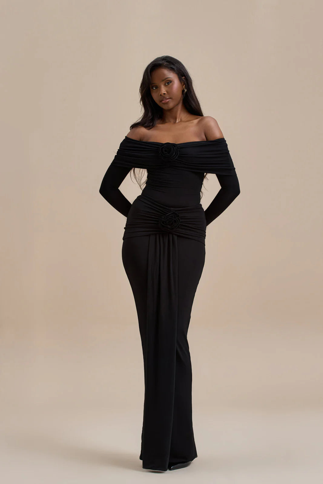BELLE DRAPE MAXI SKIRT | BLACK - SALE