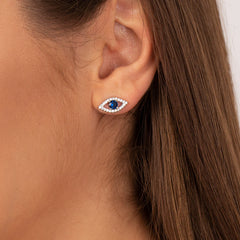 Vioraia Sparkling Evil Eye Stud Earrings