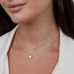 Vioraia Layered Silver Star & Pearl Necklace