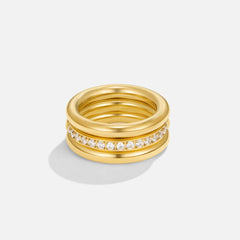 Vioraia Vana Trio Gold & Crystal Ring Set