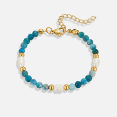 Vioraia Free Turquoise Blue & Pearl Bead Bracelet