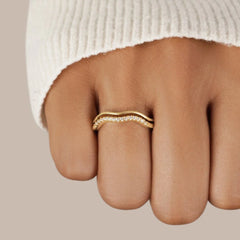 Vioraia Layered Juni Gold & Crystal Ring
