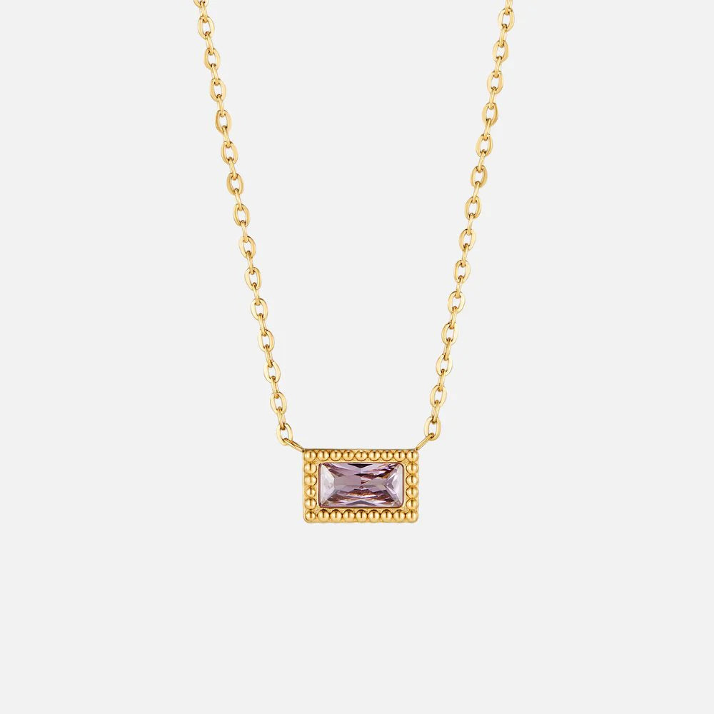 Vioraia Baguette Birthstone Necklace