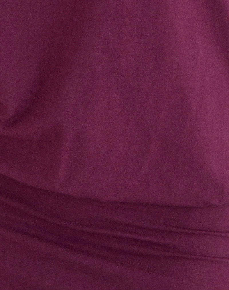 Edwina Off the Shoulder Mini Dress in Deep Purple