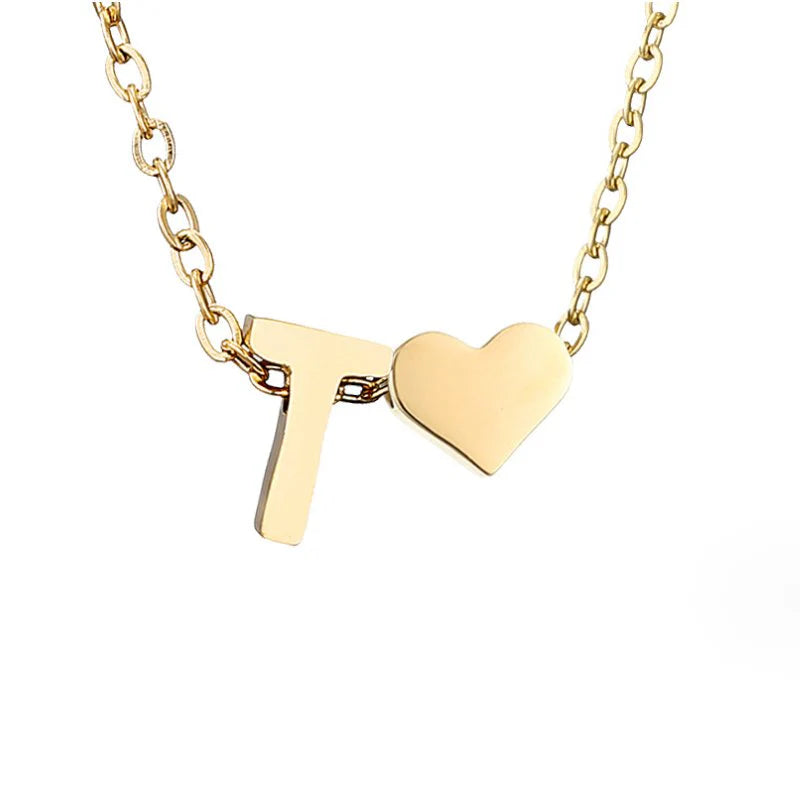 Vioraia Forever Love & Letter Gold Necklace
