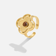 Vioraia Tiger Eye Lucky Flower Ring