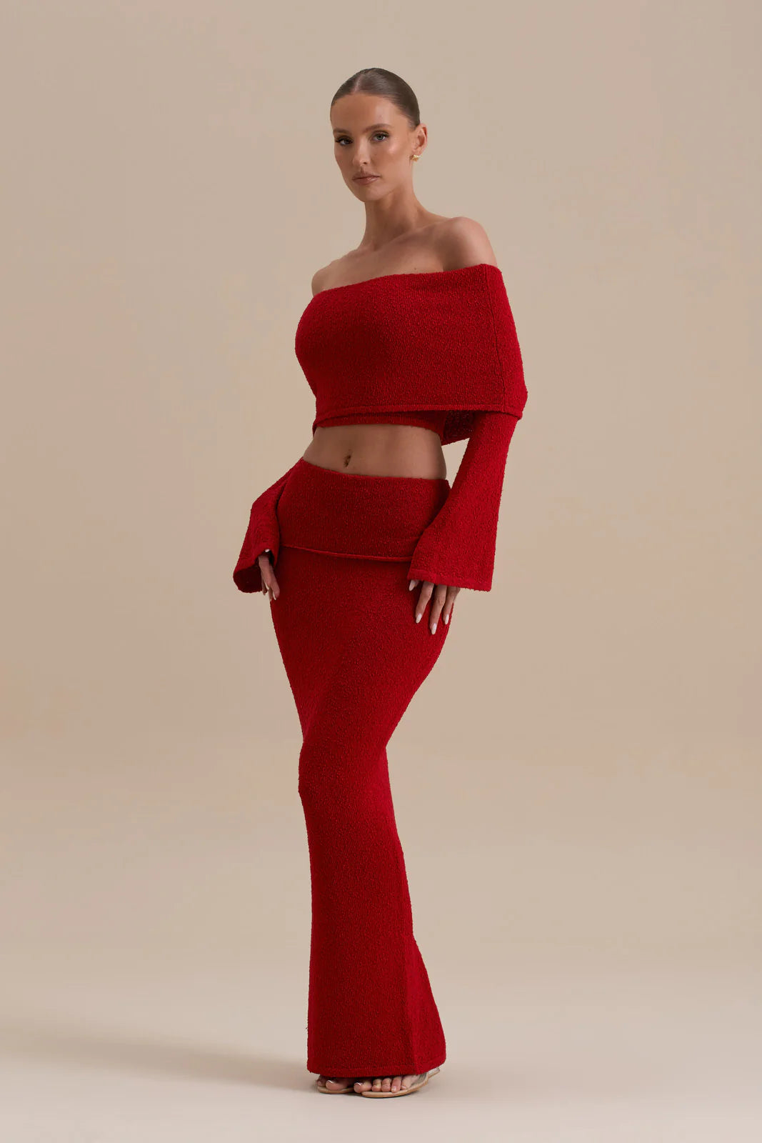 YASMIN BOUCLE KNIT CO-ORD | RED