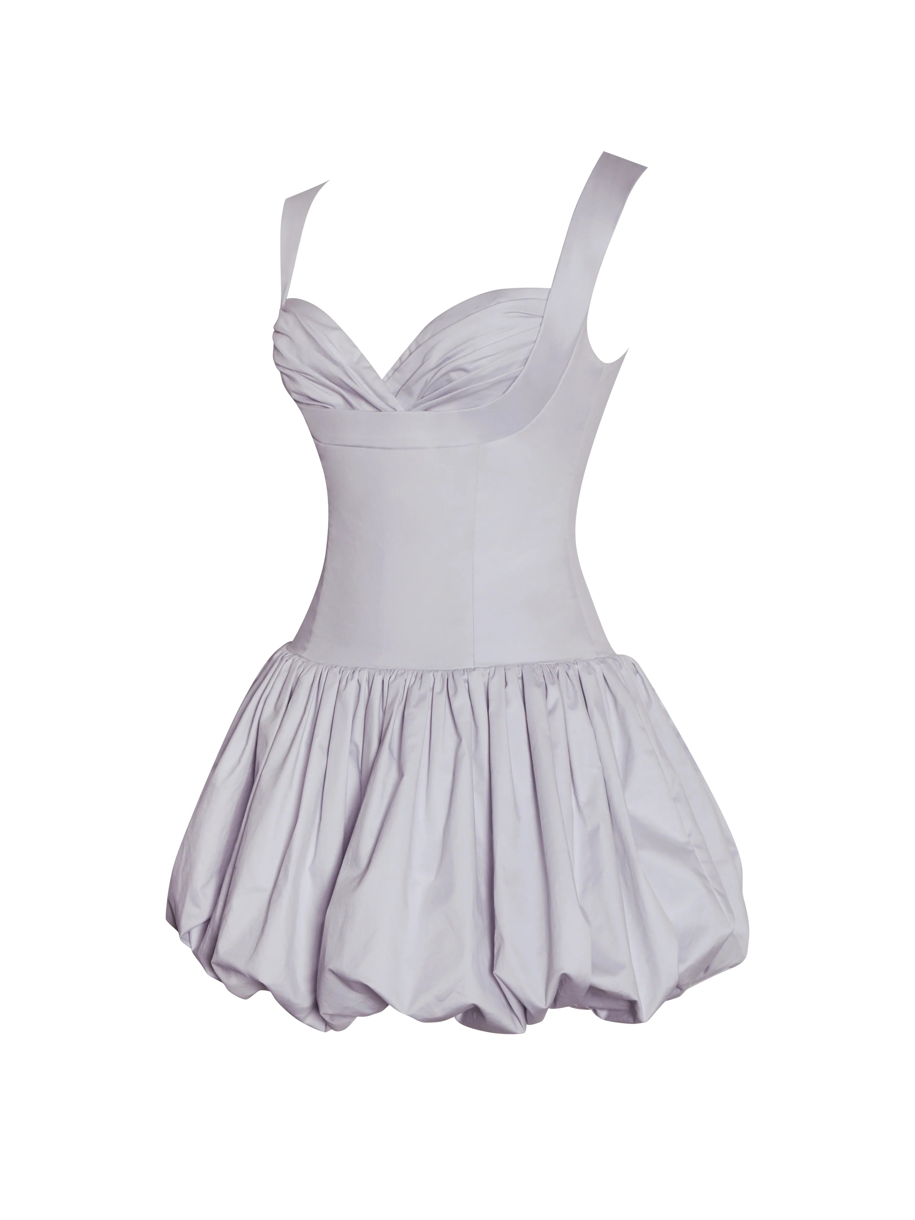 Zada Grey Pleated Breast Bubble Hem Mini Dress