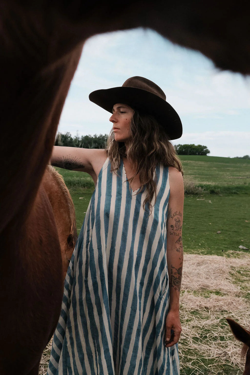 Blue-Striped Vacation Dress