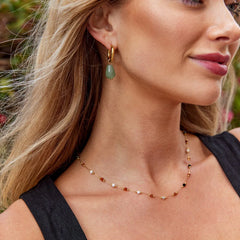 Vioraia Forest Green Teardrop Stone Earrings