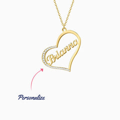 Vioraia Sparkling Name In Heart Necklace