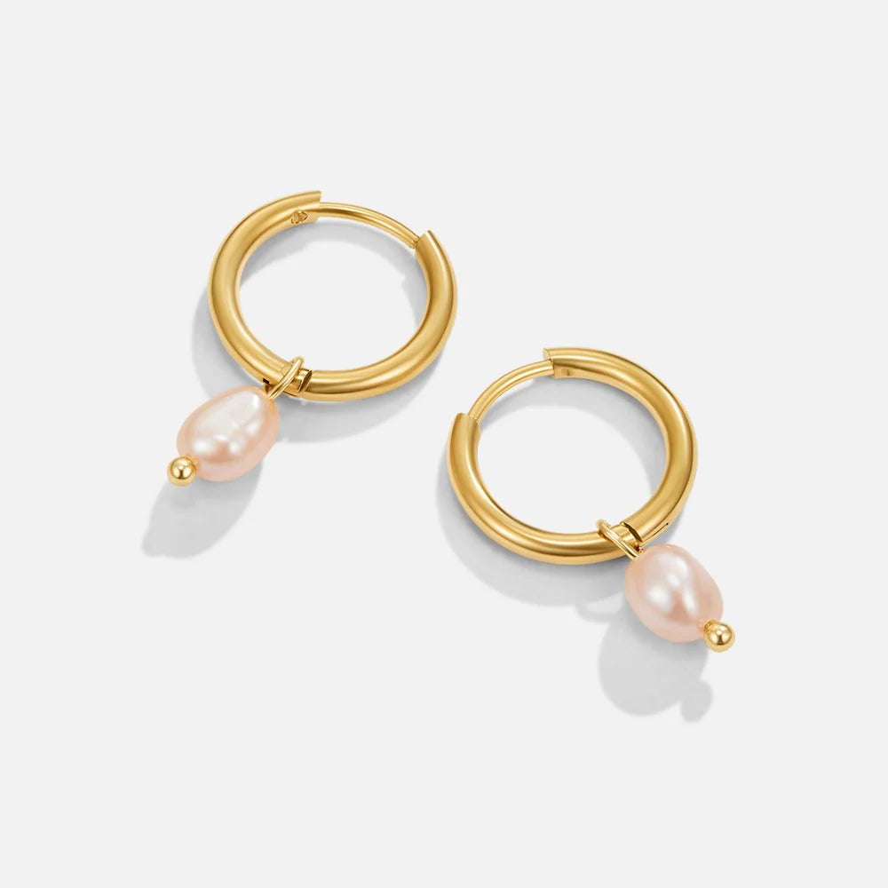 Vioraia Pink Freshwater Pearl Bella Hoop Earrings